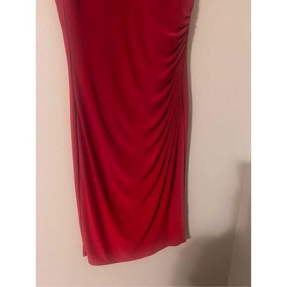 Lauren Ralph Lauren Size 4 Sleeveless Gathered Cocktail Dress Cherry Red Evening - Picture 9 of 12